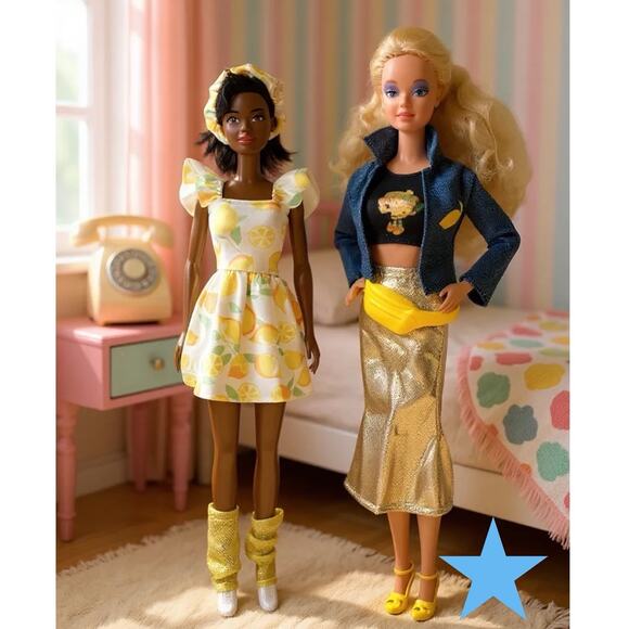 Strawberry Shortcake LEMON MERINGUE Clothing Outfits Unboxed & 2 Barbie Dolls - Picture 1 of 15